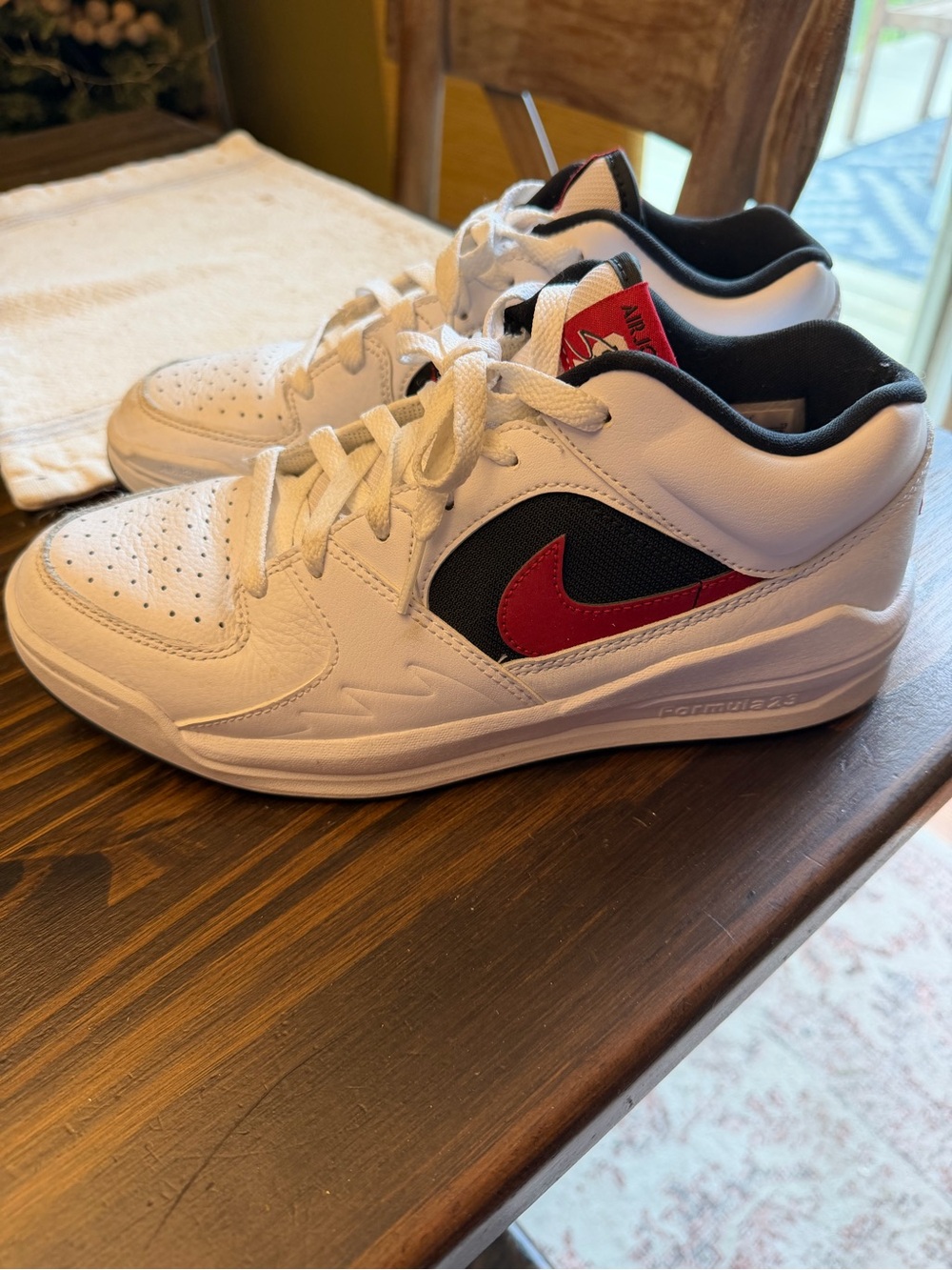 Jordan Kids' White, Black and Red Low-Top Sneakers